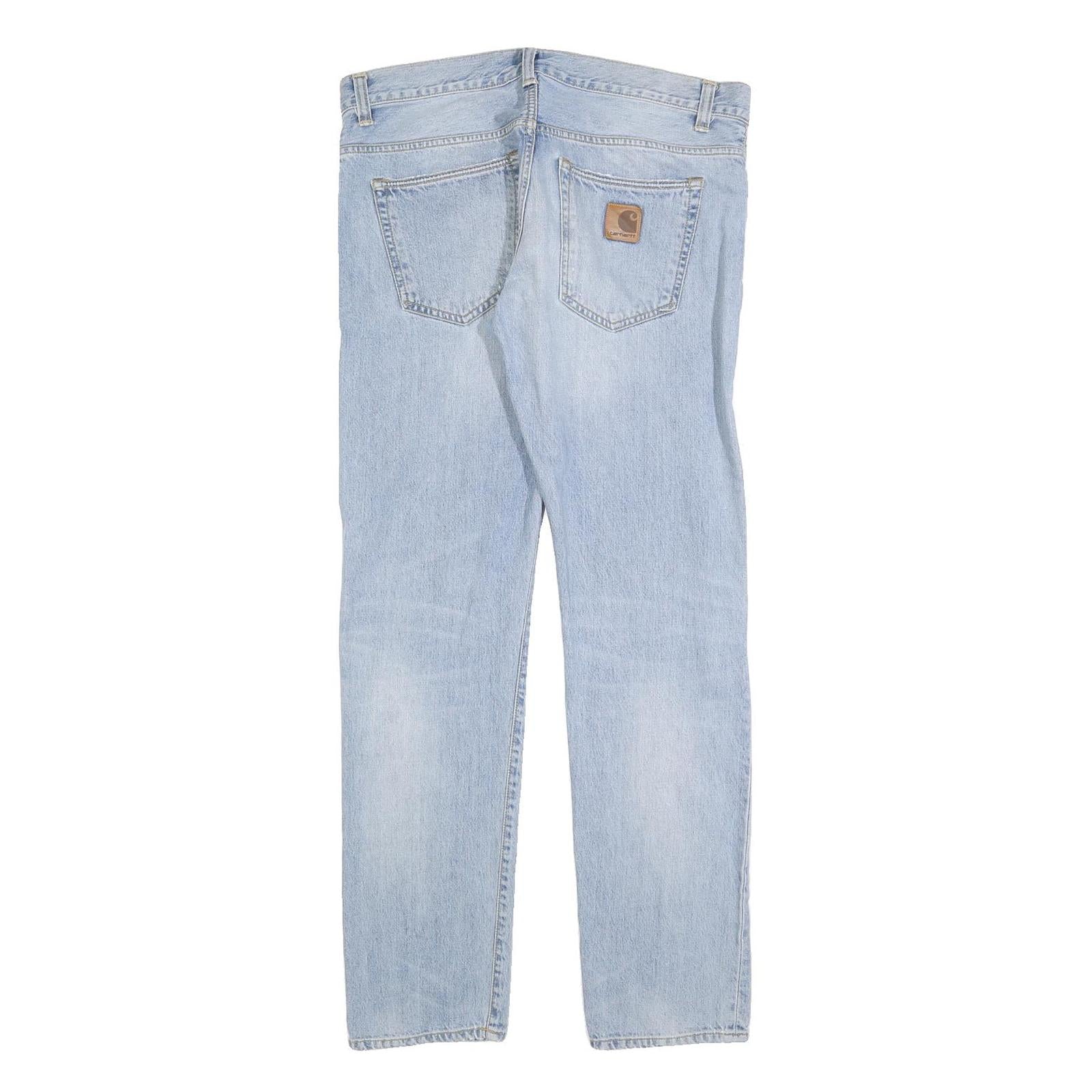 CARHARTT Mens Jeans Blue Regular Straight Denim Light W32 L32 Classic Fit Zip