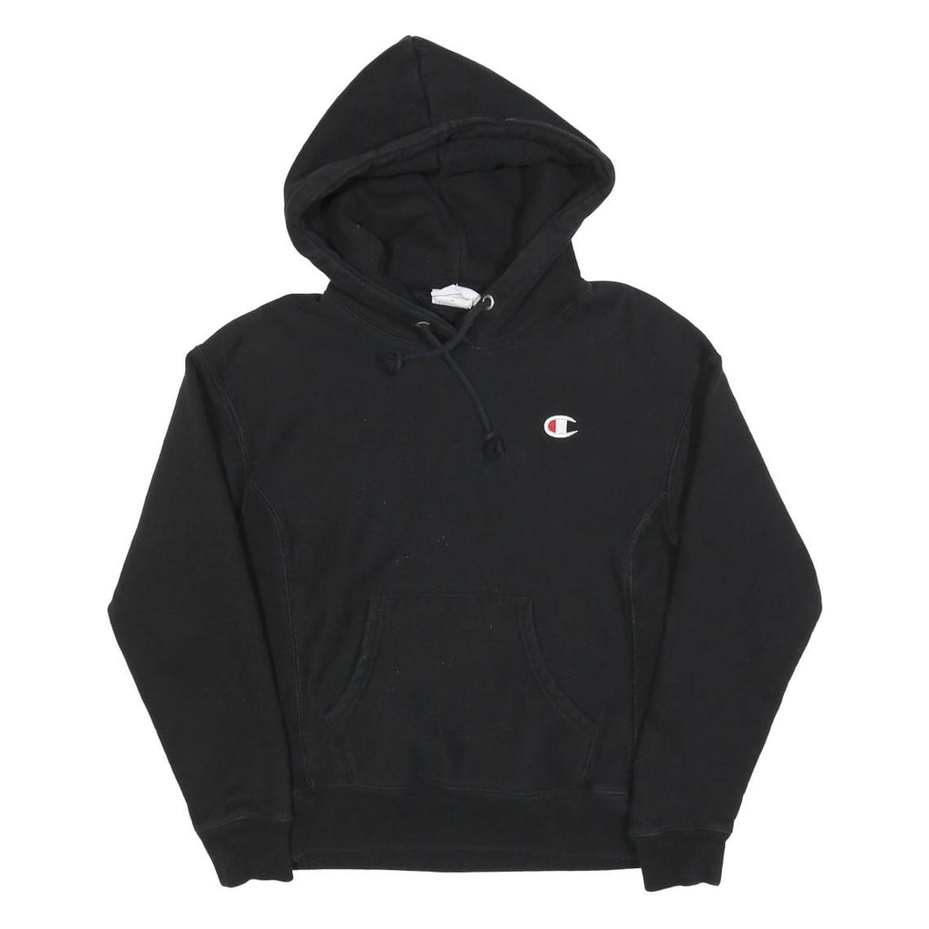 CHAMPION Mens Black Hoodie XS Classic Pullover Cotton Blend Drawstring