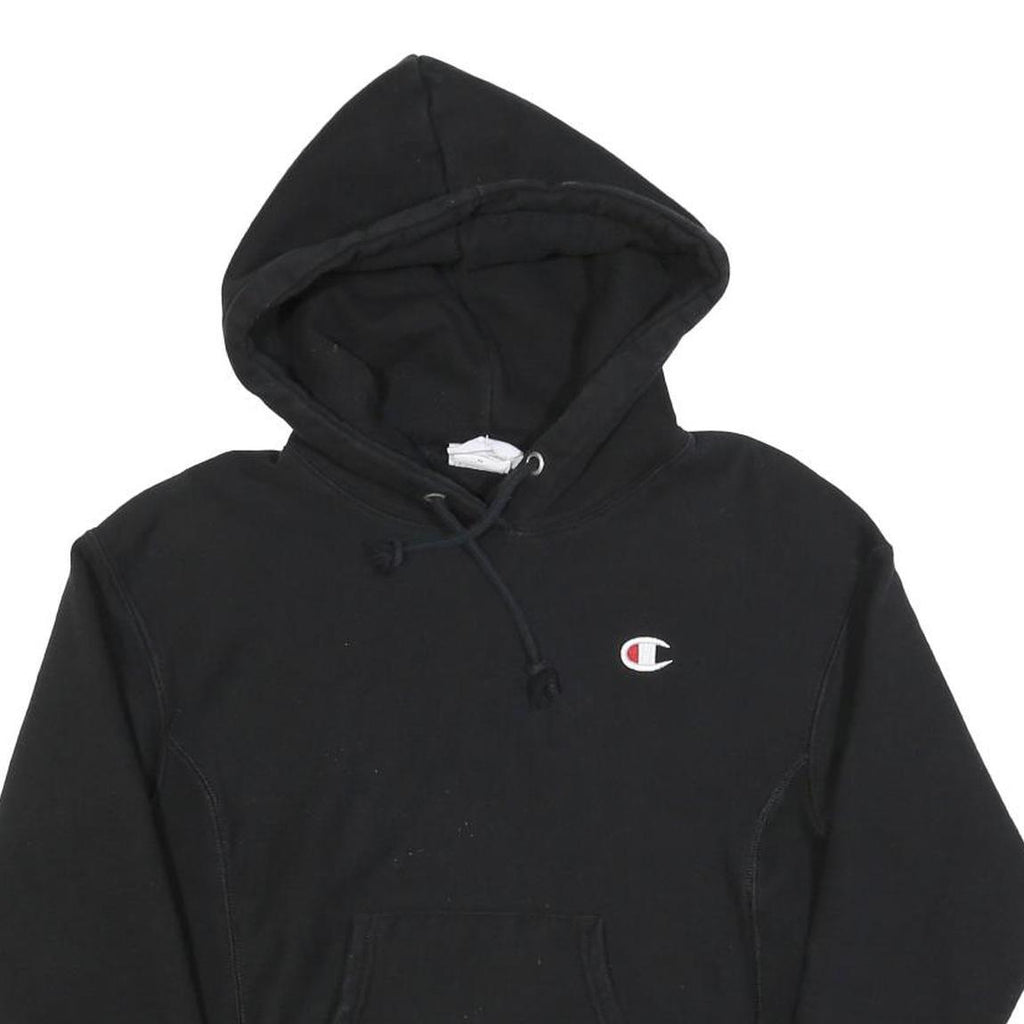 CHAMPION Mens Black Hoodie XS Classic Pullover Cotton Blend Drawstring