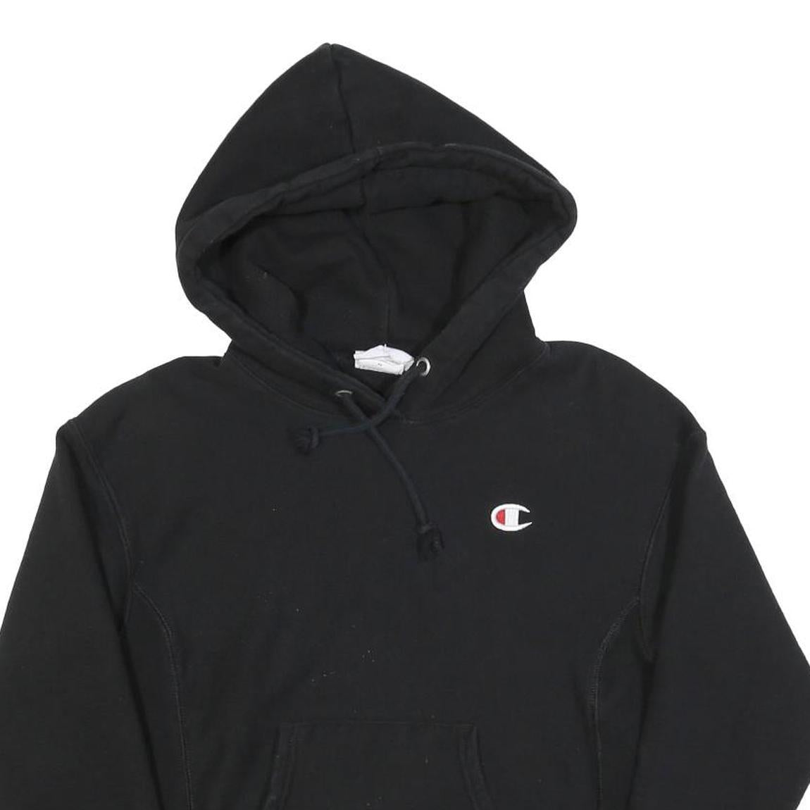 CHAMPION Mens Black Hoodie XS Classic Pullover Cotton Blend Drawstring