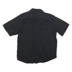 WRANGLER Mens Black Plain Shirt L Cotton Blend Casual Short Sleeve