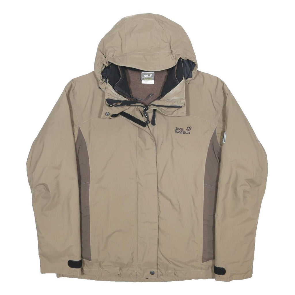 JACK WOLFSKIN Womens Beige & Brown Outdoor Zip Fleece Lined Jacket L Polyamide