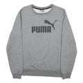 PUMA Mens Grey Cotton Blend Crew Neck Sweatshirt M Logo Print Casual