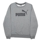 PUMA Mens Grey Cotton Blend Crew Neck Sweatshirt M Logo Print Casual