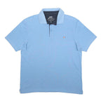 CHAMPION Mens Blue Short Sleeve Plain L Casual Cotton Blend Polo Shirt
