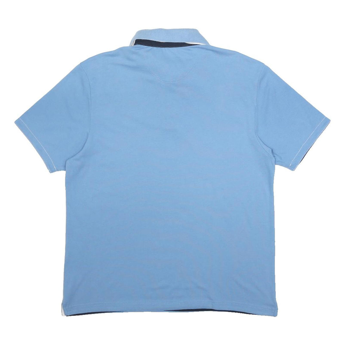 CHAMPION Mens Blue Short Sleeve Plain L Casual Cotton Blend Polo Shirt