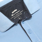 CHAMPION Mens Blue Short Sleeve Plain L Casual Cotton Blend Polo Shirt
