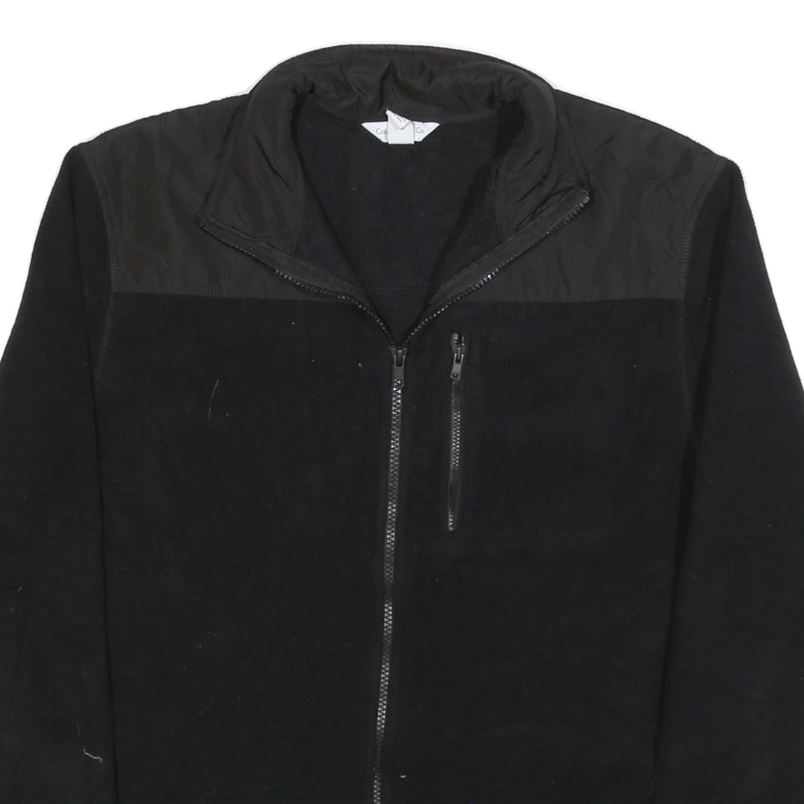 CALVIN KLEIN Womens Black Jacket L Polyester Zip Plain Classic Casual Outerwear