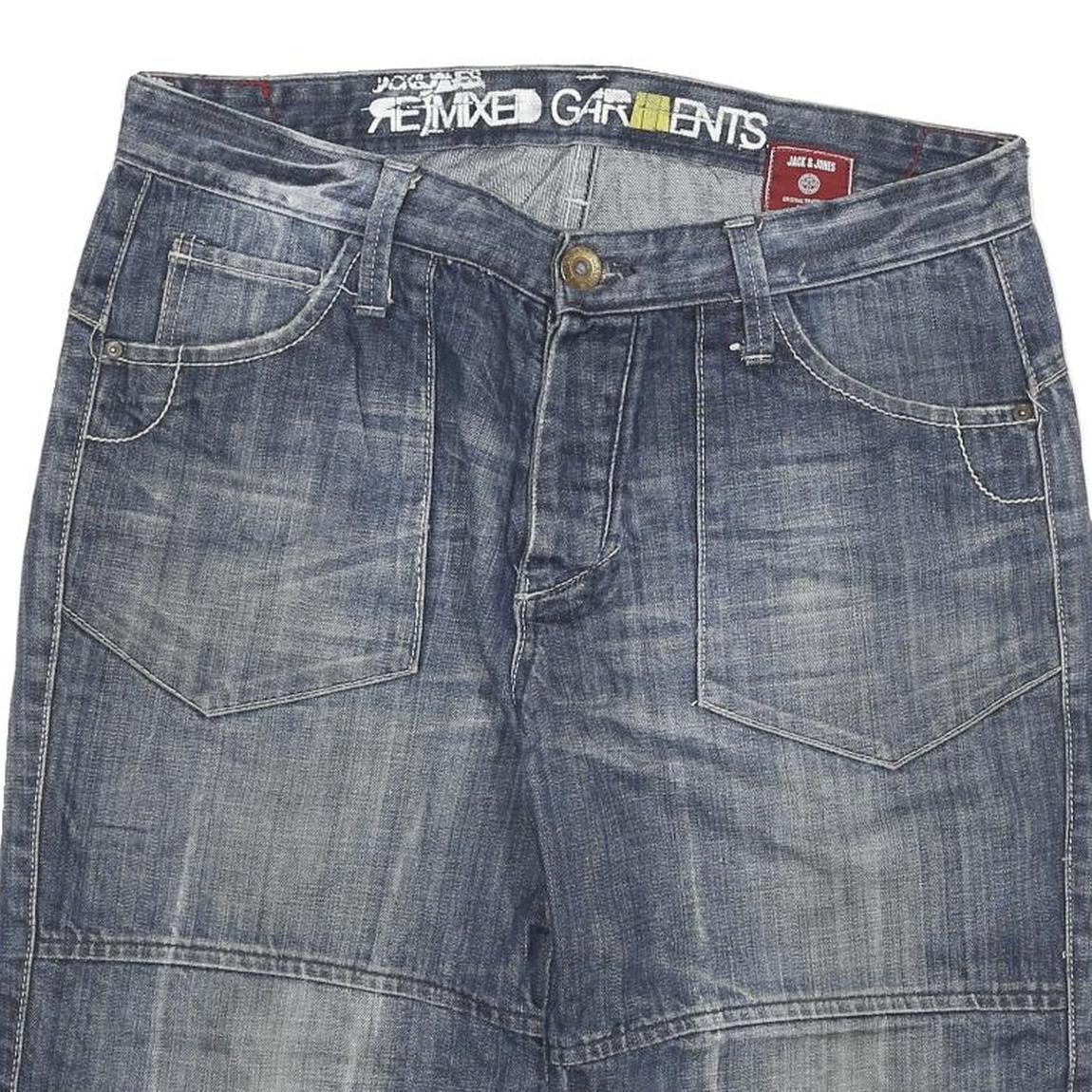 JACK AND JONES Mens Denim Blue Cotton Blend Casual Shorts 2XL W36 Comfortable