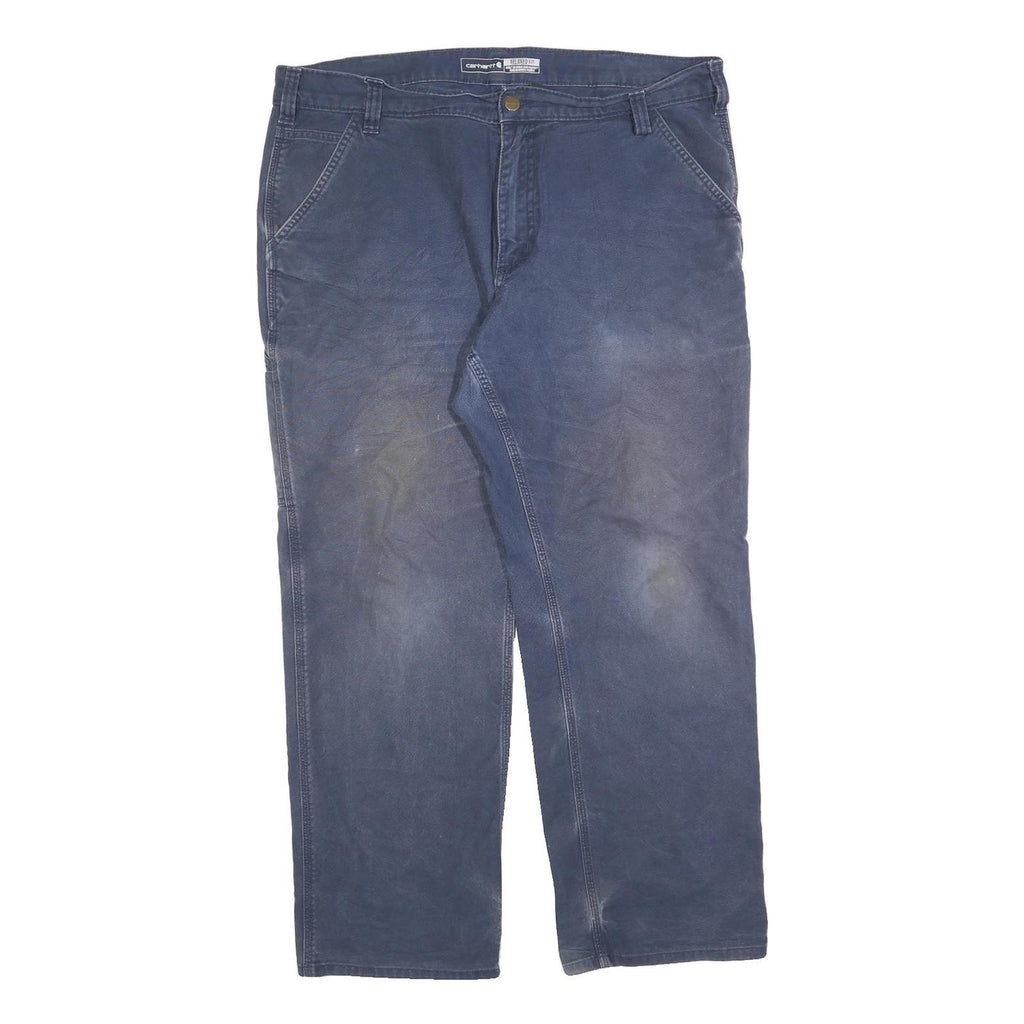CARHARTT Mens Cotton Blend Navy Regular Fit Straight Trousers W38 L30 Workwear