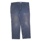 CARHARTT Mens Cotton Blend Navy Regular Fit Straight Trousers W38 L30 Workwear