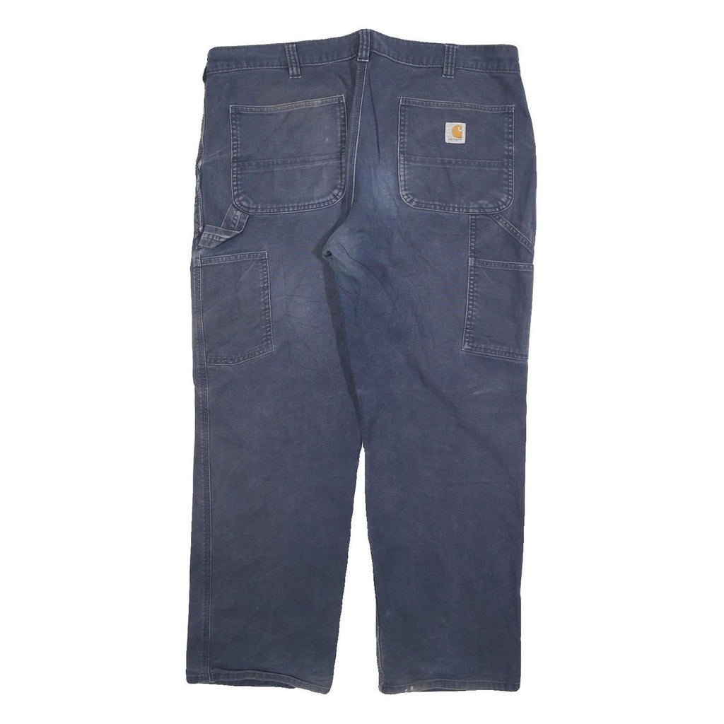 CARHARTT Mens Cotton Blend Navy Regular Fit Straight Trousers W38 L30 Workwear