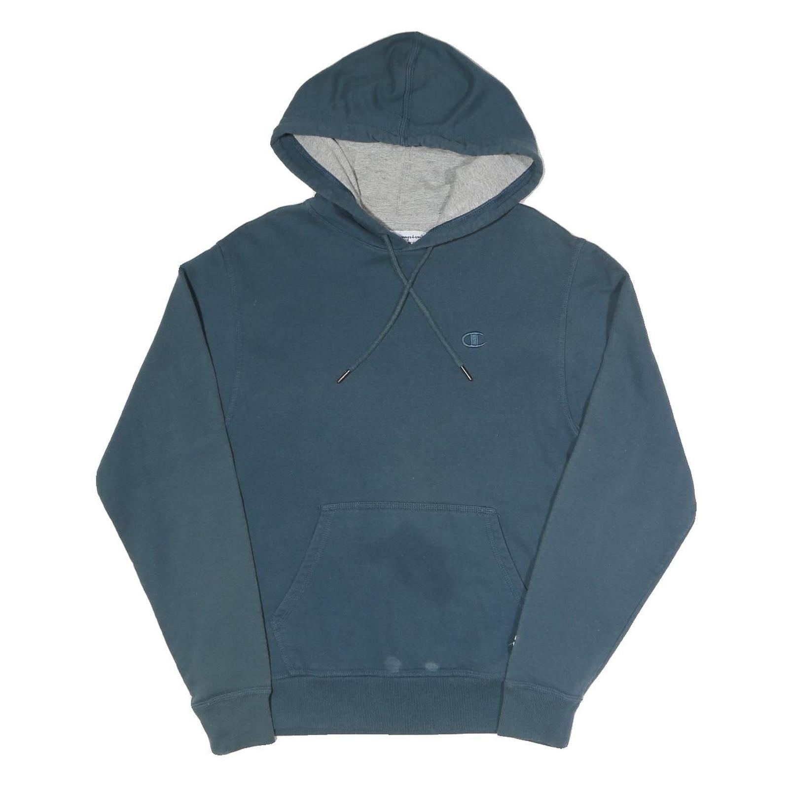 CHAMPION Mens Blue Pullover Hoodie S Cotton Blend Casual Sportswear