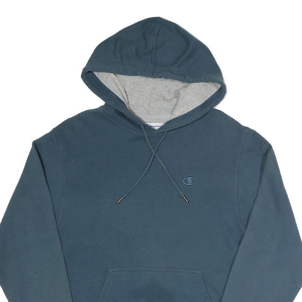 CHAMPION Mens Blue Pullover Hoodie S Cotton Blend Casual Sportswear