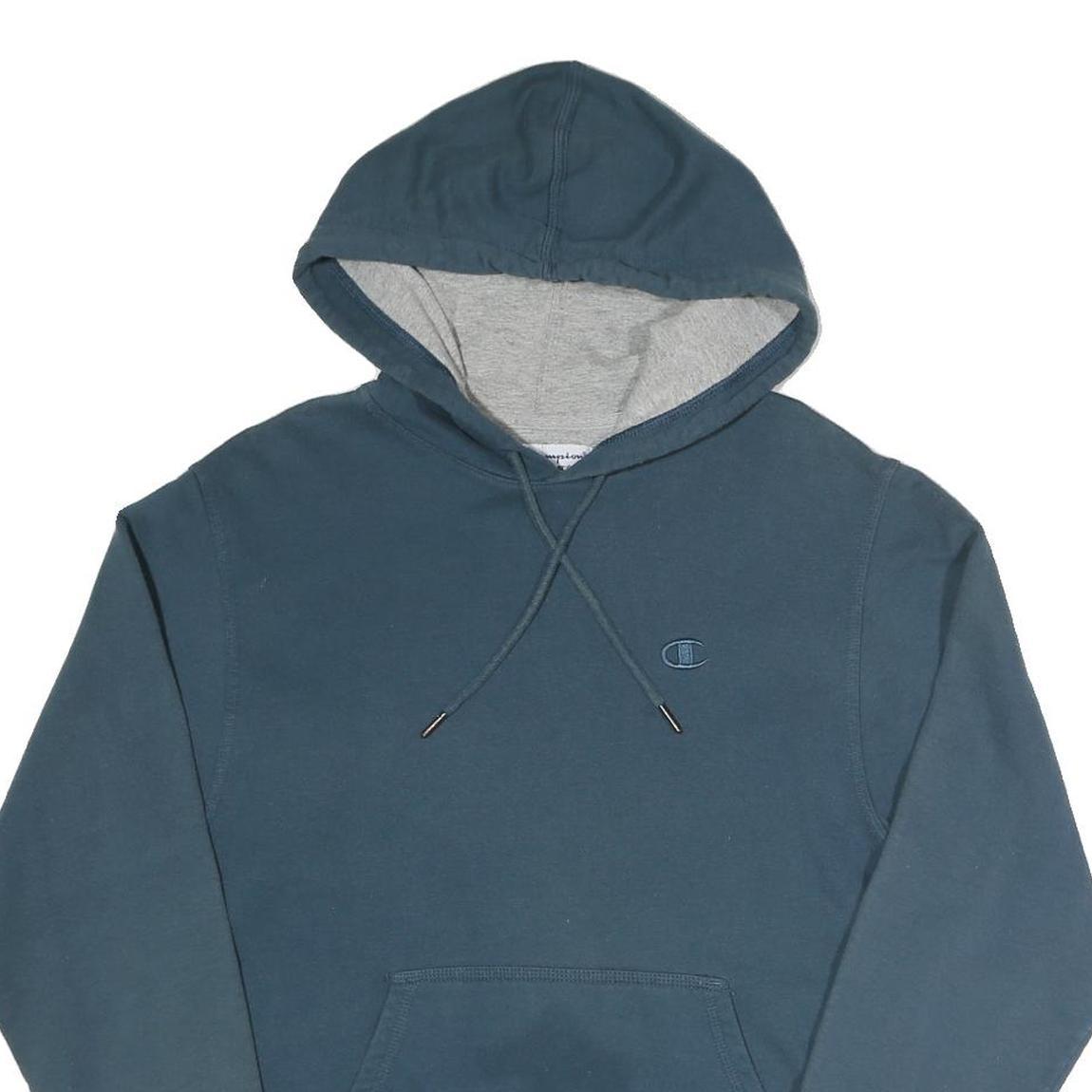 CHAMPION Mens Blue Pullover Hoodie S Cotton Blend Casual Sportswear