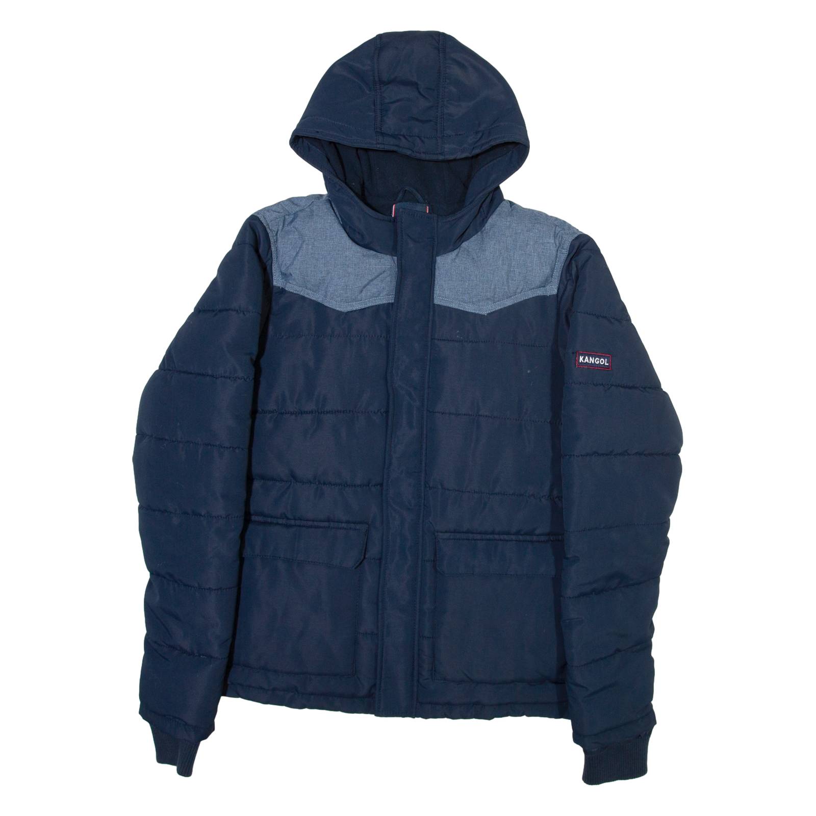 KANGOL Mens Puffer Jacket Blue Hooded S