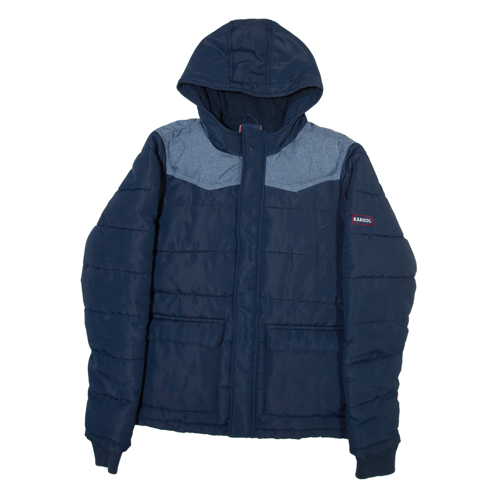 KANGOL Mens Puffer Jacket Blue Hooded S