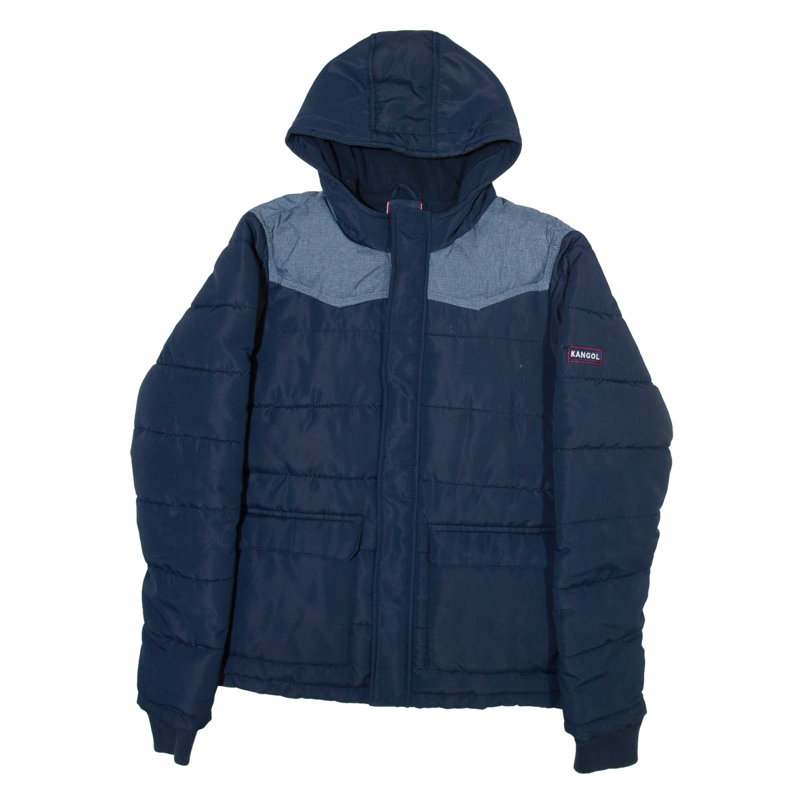 KANGOL Mens Puffer Jacket Blue Hooded S