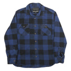 JACHS Mens Blue & Black Check Shirt L Cotton Casual Long Sleeve Button