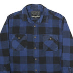 JACHS Mens Blue & Black Check Shirt L Cotton Casual Long Sleeve Button