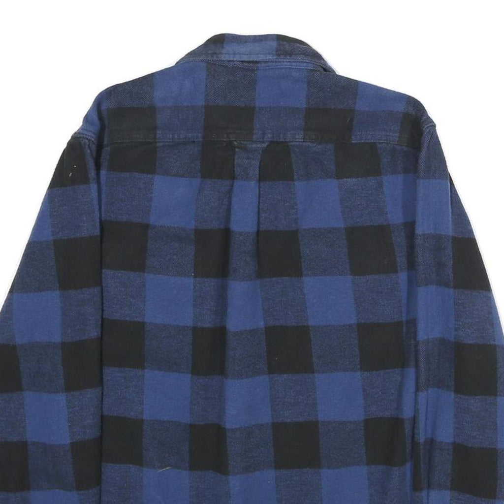 JACHS Mens Blue & Black Check Shirt L Cotton Casual Long Sleeve Button