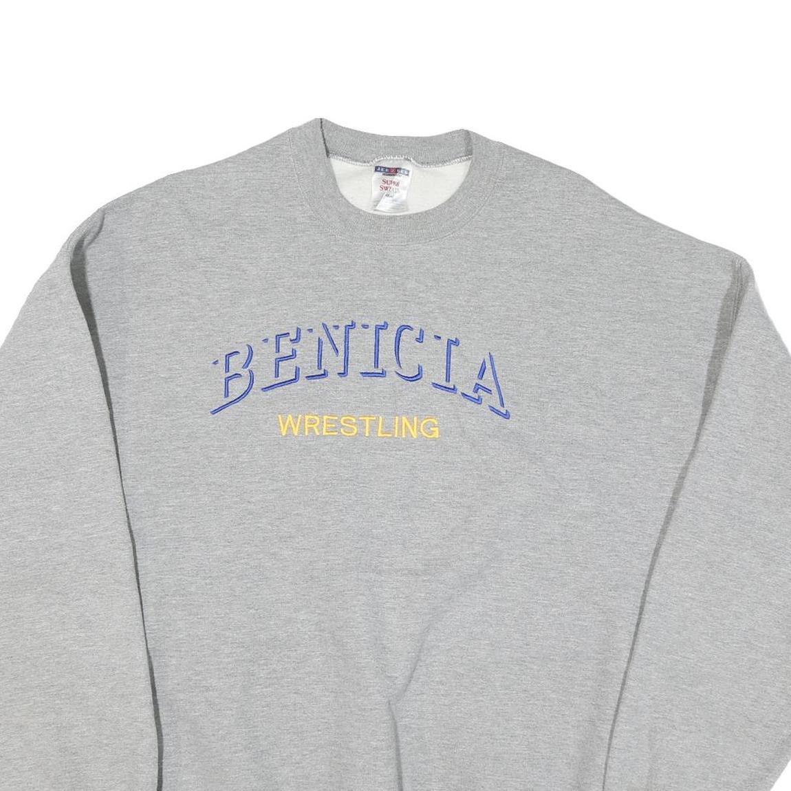 JERZEES Mens Grey Benicia Wrestling Crew Neck 2XL Cotton Blend Sweatshirt