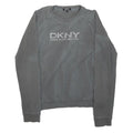 DKNY Girls Grey Crew Neck 12Y Cotton Blend Sweatshirt Logo Print