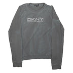 DKNY Girls Grey Crew Neck 12Y Cotton Blend Sweatshirt Logo Print