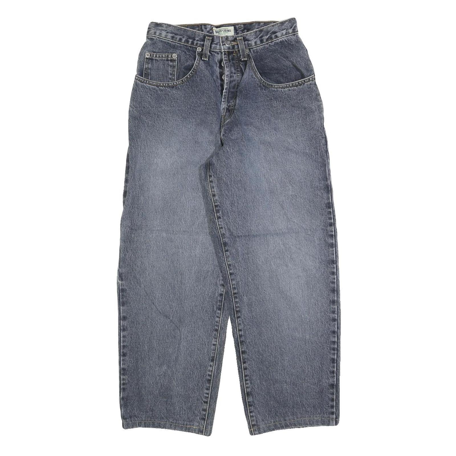 GUESS Womens Blue Regular Fit Straight Denim Jeans W27 L26 Classic Cotton Button