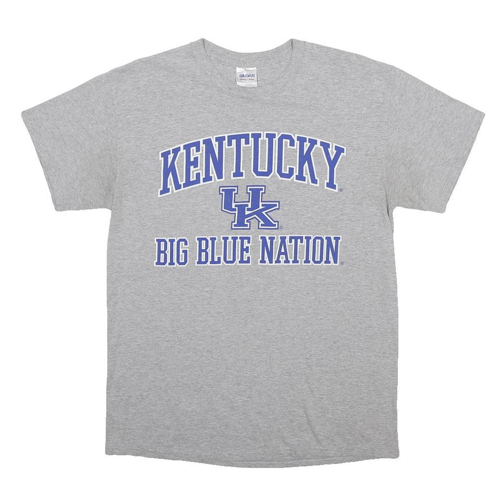 GILDAN Mens Grey Kentucky Big Blue Nation Graphic T-Shirt M Short Sleeve Crew