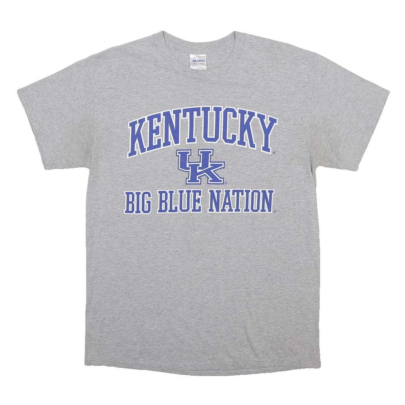 GILDAN Mens Grey Kentucky Big Blue Nation Graphic T-Shirt M Short Sleeve Crew
