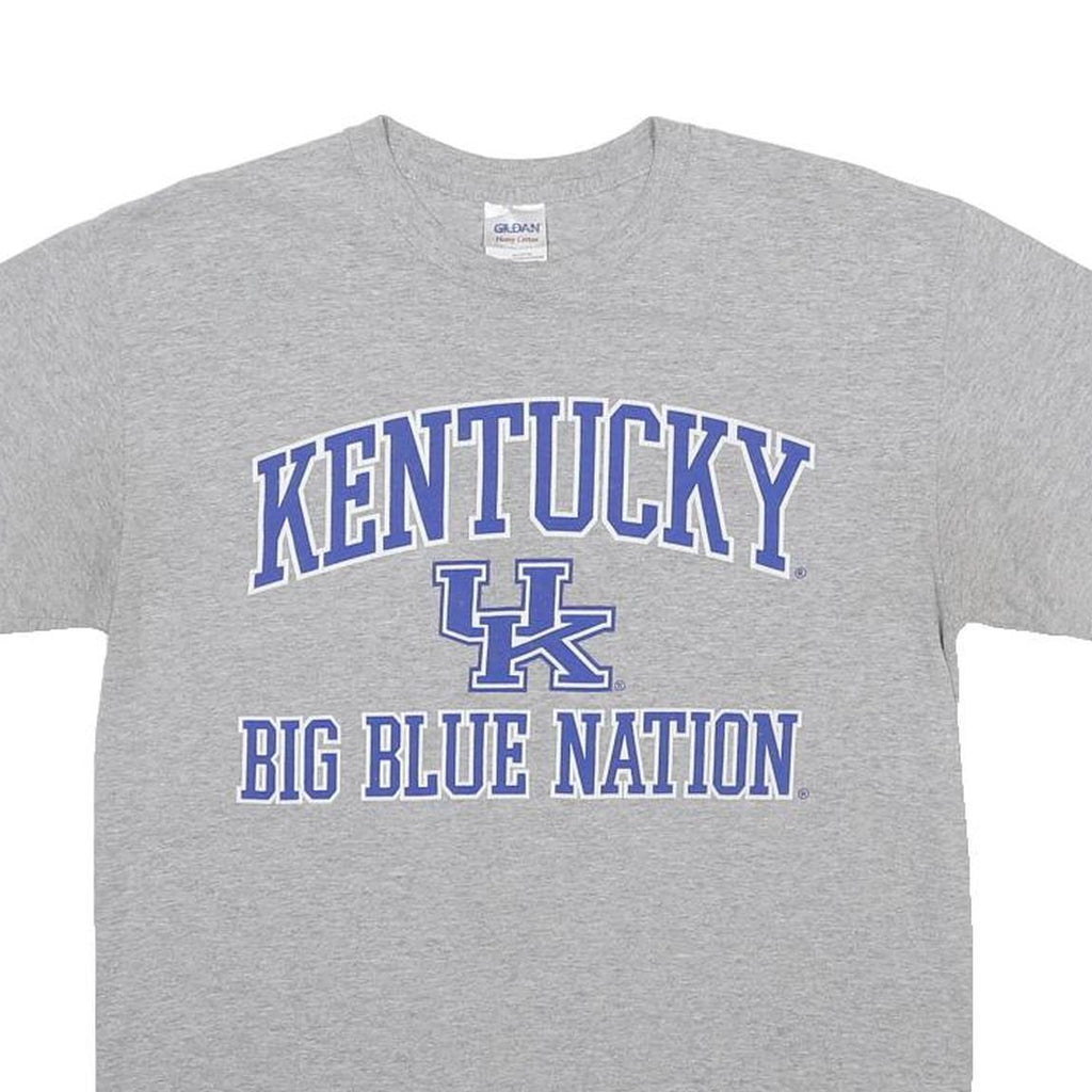 GILDAN Mens Grey Kentucky Big Blue Nation Graphic T-Shirt M Short Sleeve Crew