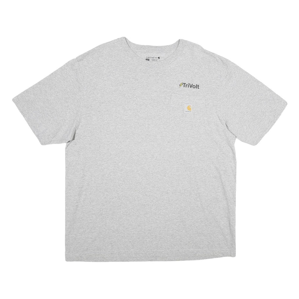 CARHARTT Mens Grey TriVolt Pocket T-Shirt L Short Sleeve Crew Neck Electric Bolt