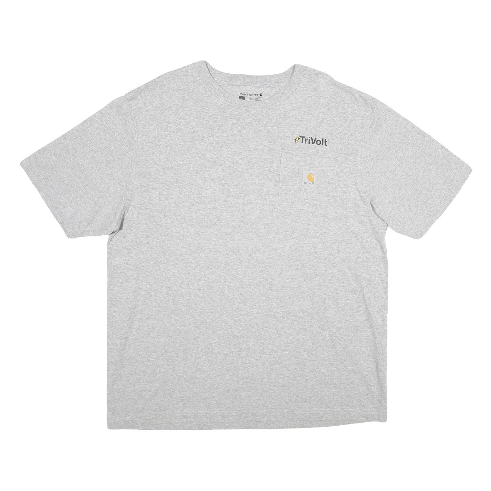 CARHARTT Mens Grey TriVolt Pocket T-Shirt L Short Sleeve Crew Neck Electric Bolt
