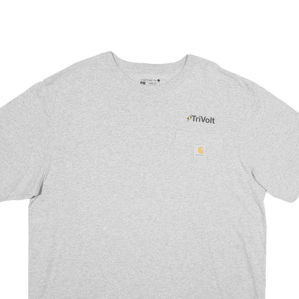 CARHARTT Mens Grey TriVolt Pocket T-Shirt L Short Sleeve Crew Neck Electric Bolt