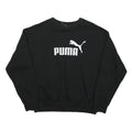 PUMA Womens Black Cotton Blend Crew Neck Sweatshirt M Logo Print Casual