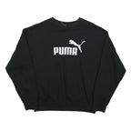 PUMA Womens Black Cotton Blend Crew Neck Sweatshirt M Logo Print Casual