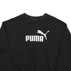 PUMA Womens Black Cotton Blend Crew Neck Sweatshirt M Logo Print Casual