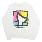 TEEJAYS Mens White Pullover M Cotton Blend Crew Neck Sweatshirt Colourblock Maui