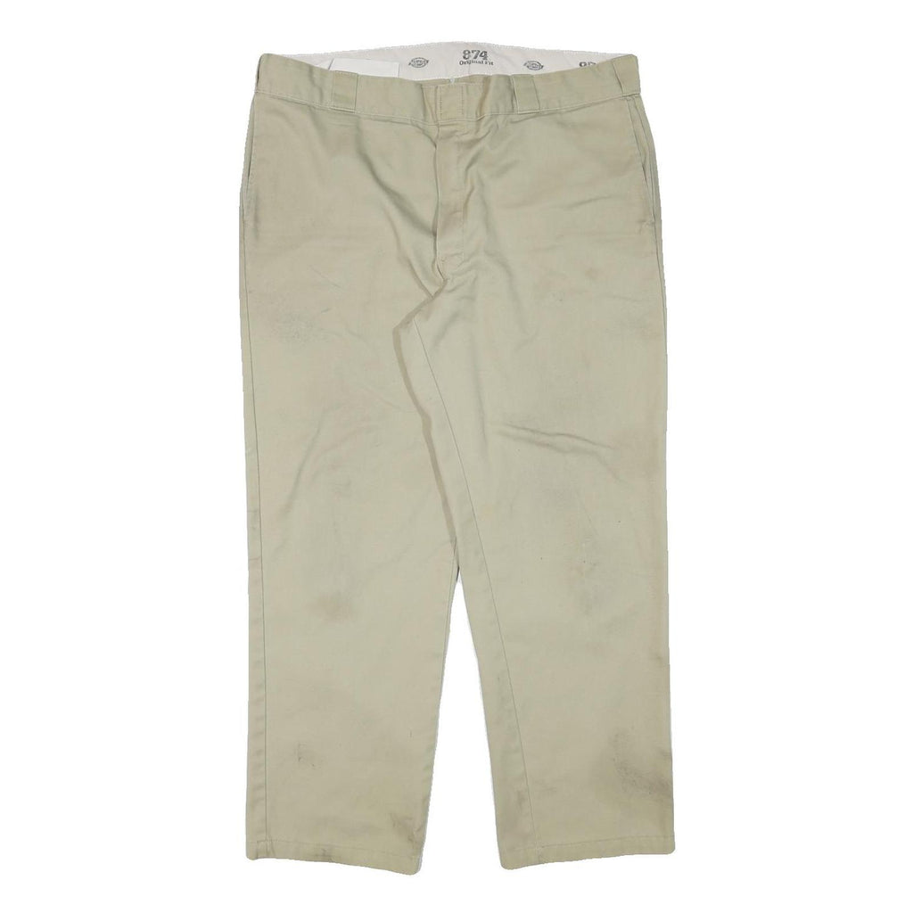 DICKIES Mens Regular Fit Beige Cotton Blend Trousers W38 L29 Workwear Zip