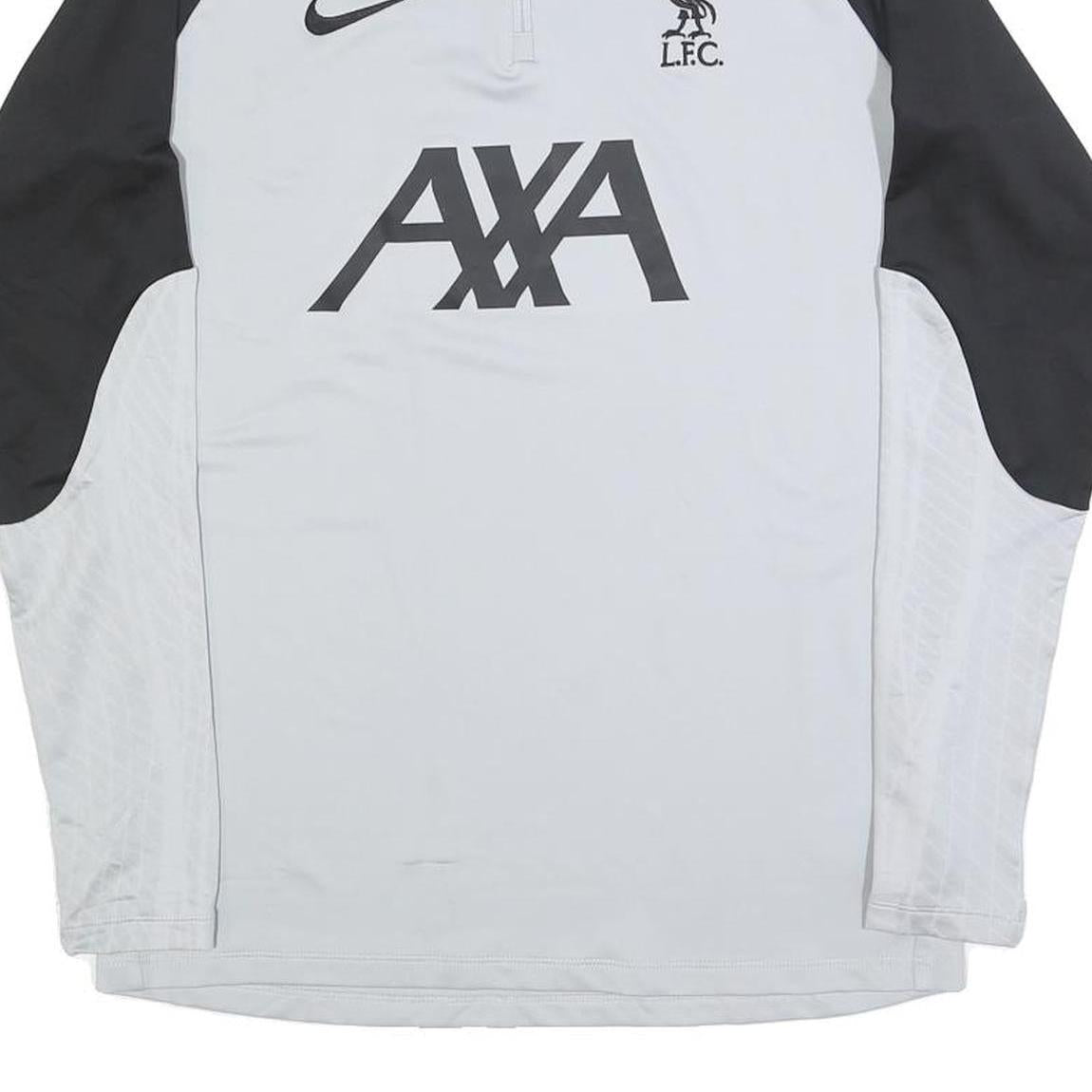 NIKE Mens Grey Black & Neon Green Football Shirt M Long Sleeve Half Zip