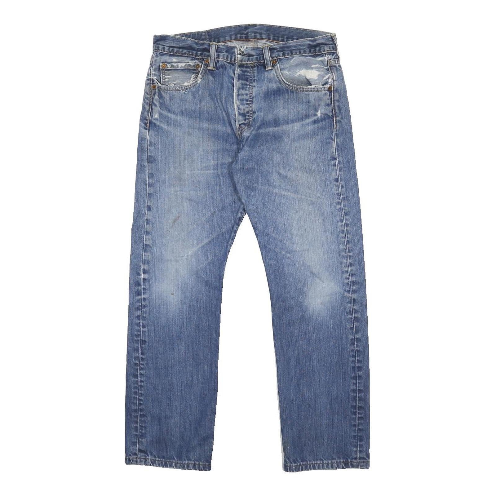 LEVI'S 501 Mens Jeans Blue Regular Straight Denim Medium W32 L27 Classic Fit