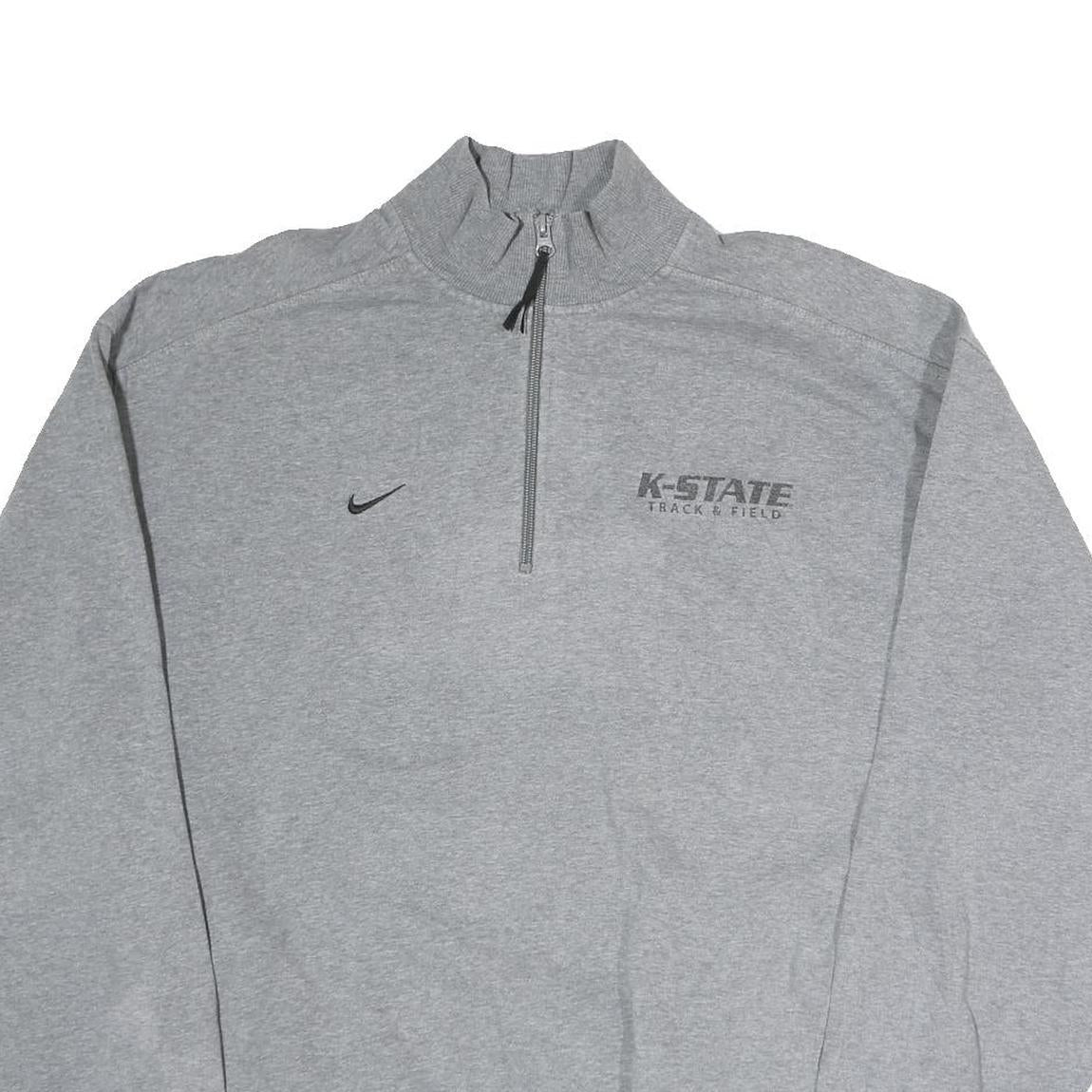 NIKE Mens Grey K-State Track & Field 1/4 Zip M Sweatshirt Sportswear