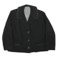 Womens Black Tailored Jacket L Polyester Blend Button Plain Classic Formal