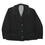 Womens Black Tailored Jacket L Polyester Blend Button Plain Classic Formal
