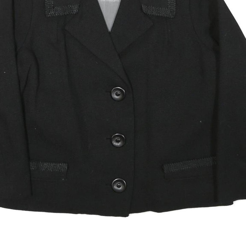 Womens Black Tailored Jacket L Polyester Blend Button Plain Classic Formal