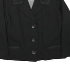 Womens Black Tailored Jacket L Polyester Blend Button Plain Classic Formal