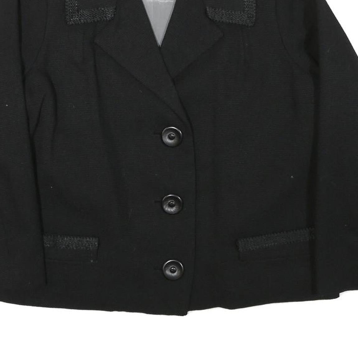 Womens Black Tailored Jacket L Polyester Blend Button Plain Classic Formal