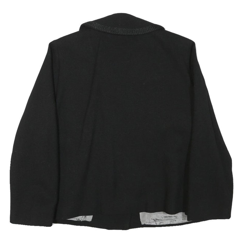 Womens Black Tailored Jacket L Polyester Blend Button Plain Classic Formal