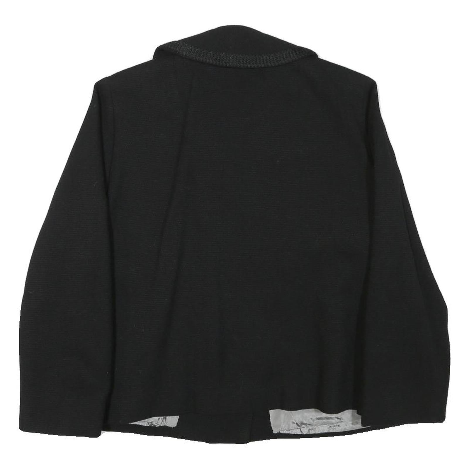 Womens Black Tailored Jacket L Polyester Blend Button Plain Classic Formal